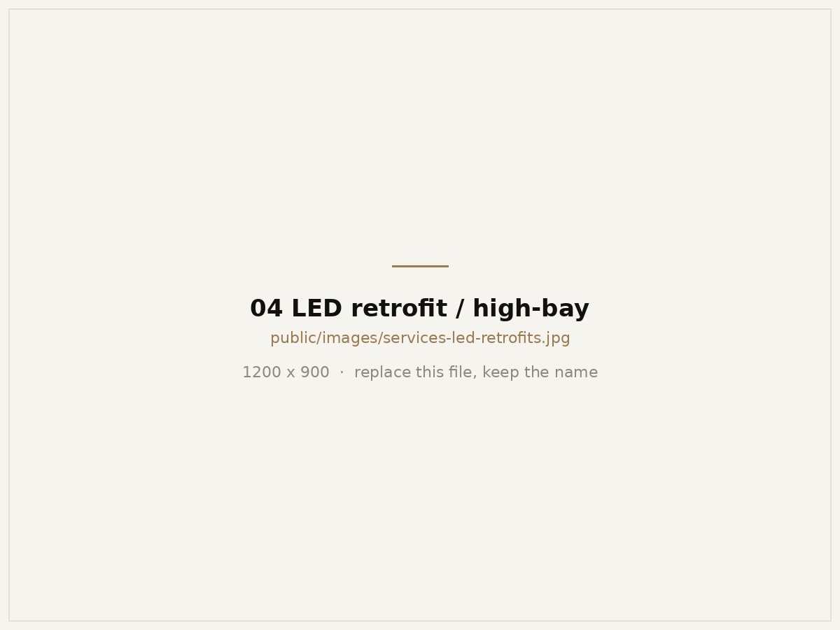 LED high-bay fixtures illuminating a commercial workspace